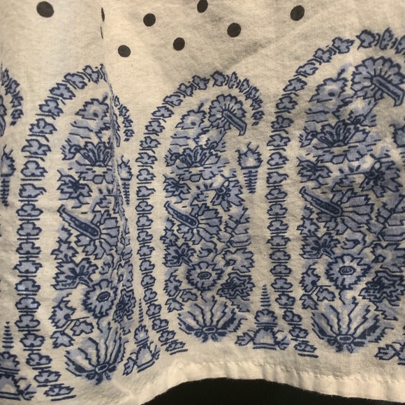 Springtime J. Crew Paisley Polka Dot Peasant Top - Picture 3 of 9